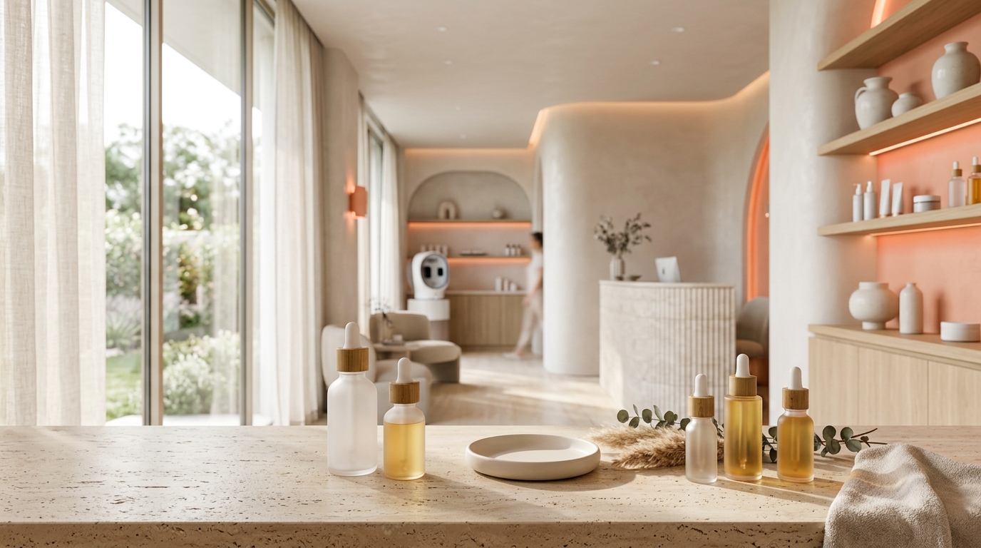 Modern skin wellness clinic and botanical cosmetic formulations